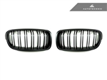Replacement Dual Slats Stealth Black Front Grilles - F30 3-Series